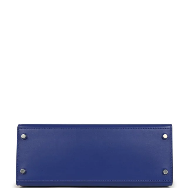Hermès Kelly Sellier 28 Bleu Electric Tadelakt Palladium Hardware in Blue Goatskin from Madison Avenue Couture, photo 6 of 9