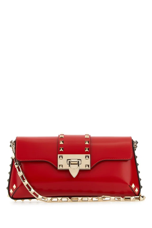 Valentino Garavani Studded Calf Leather Shoulder Bag — Red - Bos Taurus in Red Calfskin from HEWI