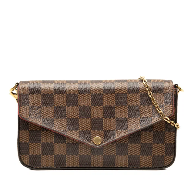 Brown Louis Vuitton Damier Ebene Pochette Felicie Crossbody Bag in Brown Canvas from Designer Revival