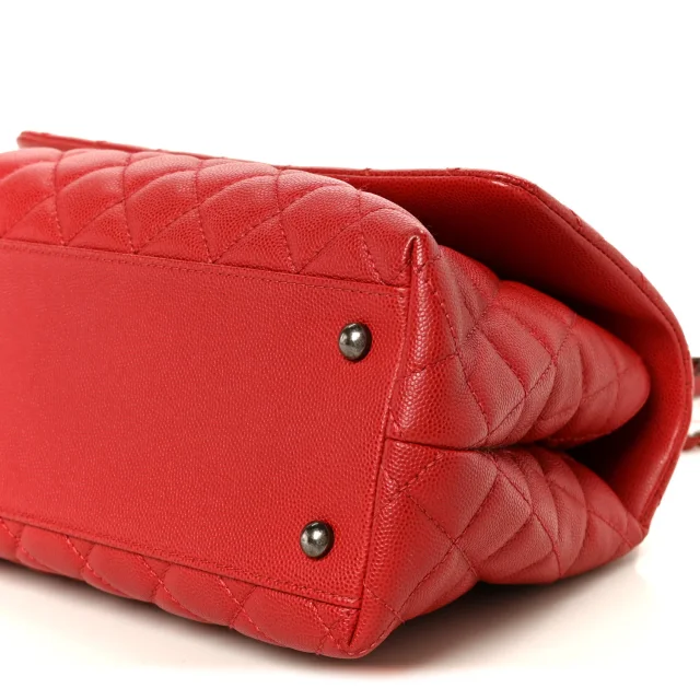 Chanel Caviar Quilted Small Coco Handle Flap Red in Red Caviar leather from FASHIONPHILE, photo 11 of 11