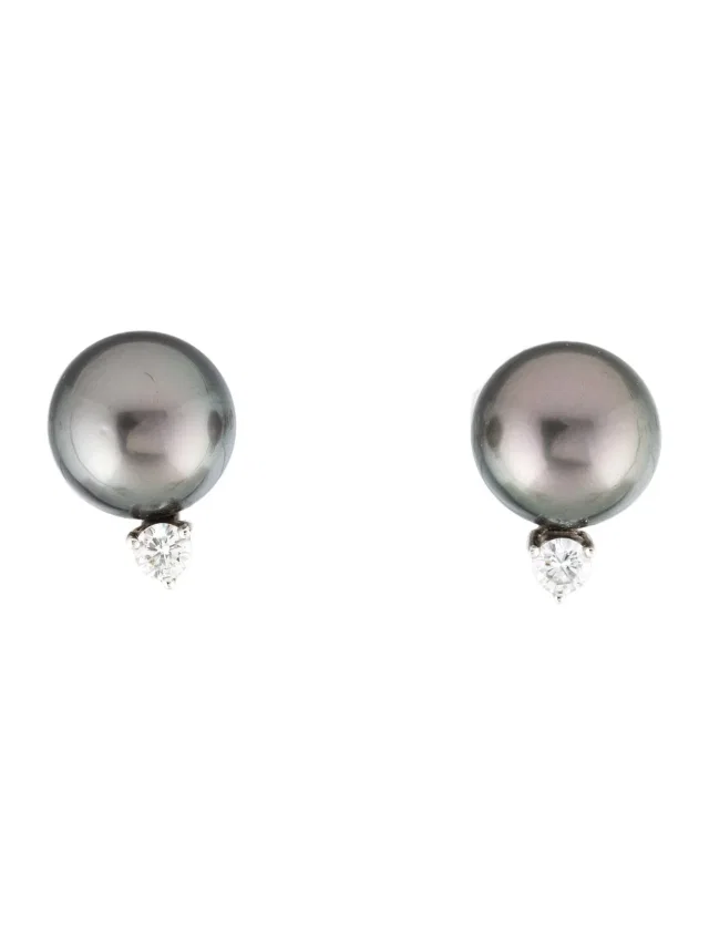 Mikimoto 18K Pearl & Diamond Stud Earrings in multicolor from The RealReal