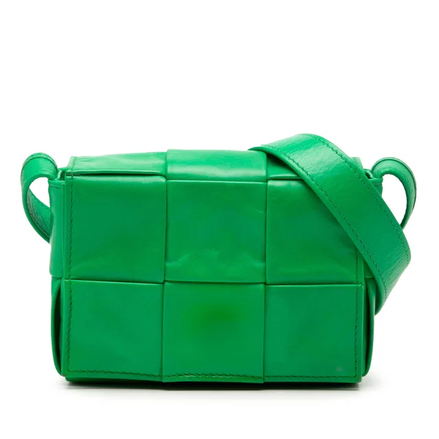 Green Bottega Veneta Candy Nappa Intrecciato Cassette Crossbody in Green Nappa leather from Designer Revival