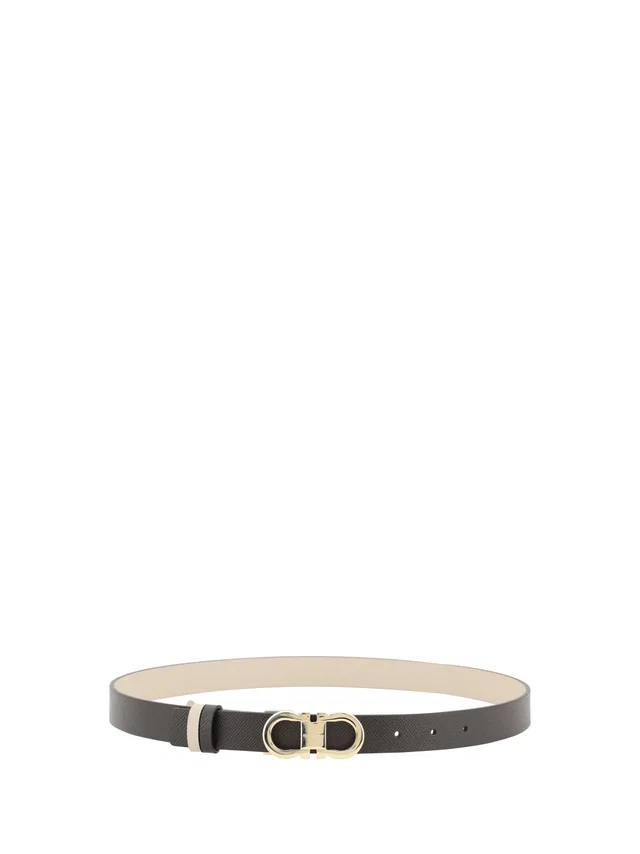 Ferragamo Gancini Buckle Leather Belt — Brown Calf in Brown Leather from HEWI