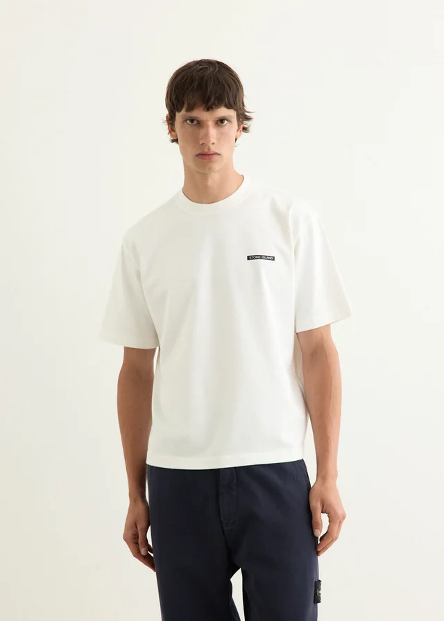 Stone Island Heavy Cotton Jersey Lettering T-Shirt in White from Incu, photo 1 of 1