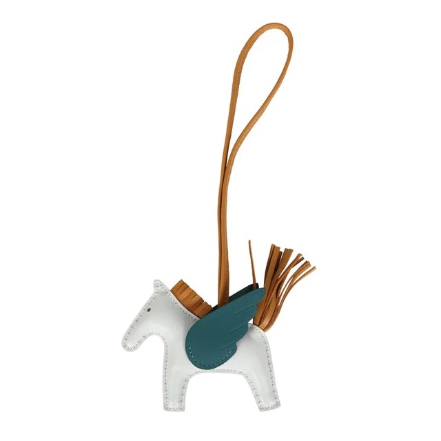 Hermès Pegase Rodeo Bag Charm PM Bleu Brume, Sesame, Vert Bosphore Milo Lambskin in Blue Lambskin from Madison Avenue Couture