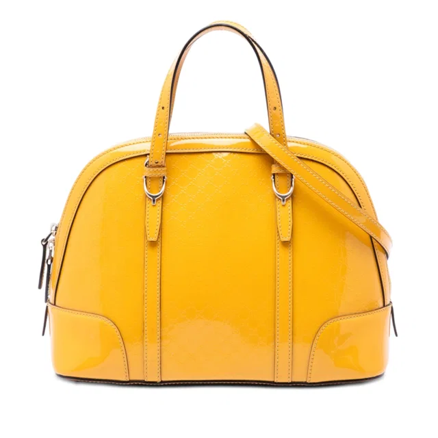 Yellow Gucci Small Microguccissima Patent Nice Dome Satchel in Yellow Patent leather from Designer Revival