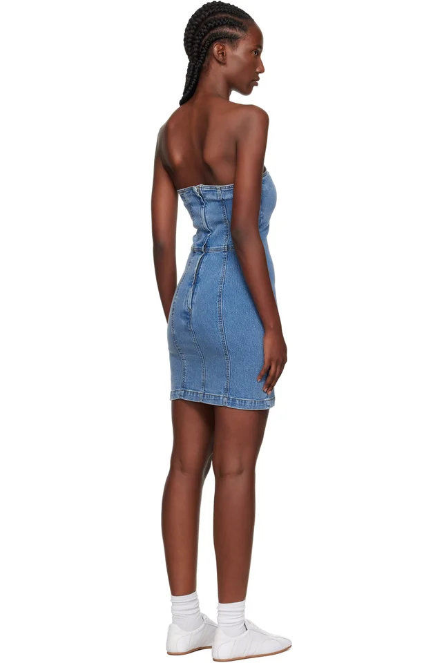 Holzweiler Blue Kristin Denim Minidress, photo 3 of 4 from SSENSE