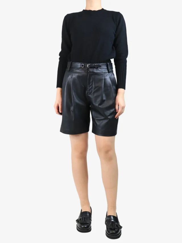 REDValentino Black belted leather shorts - size UK 12 in Black Leather from Sign of the Times, photo 2 of 3
