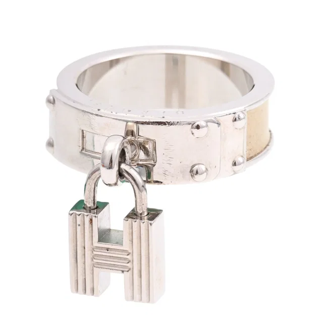 Hermès Kelly scarf ring Silver/Ivory from VINTAGE QOO TOKYO