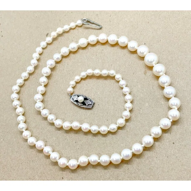 Mikimoto Vintage Graduated 4-7mm Pearl Necklace Silver Pearl Clasp 19” in silver|gray from Poshmark