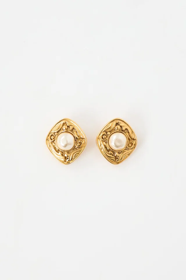 Chanel 1980s Faux Pearl Gripoix Clip On Earrings from VSP Consignment