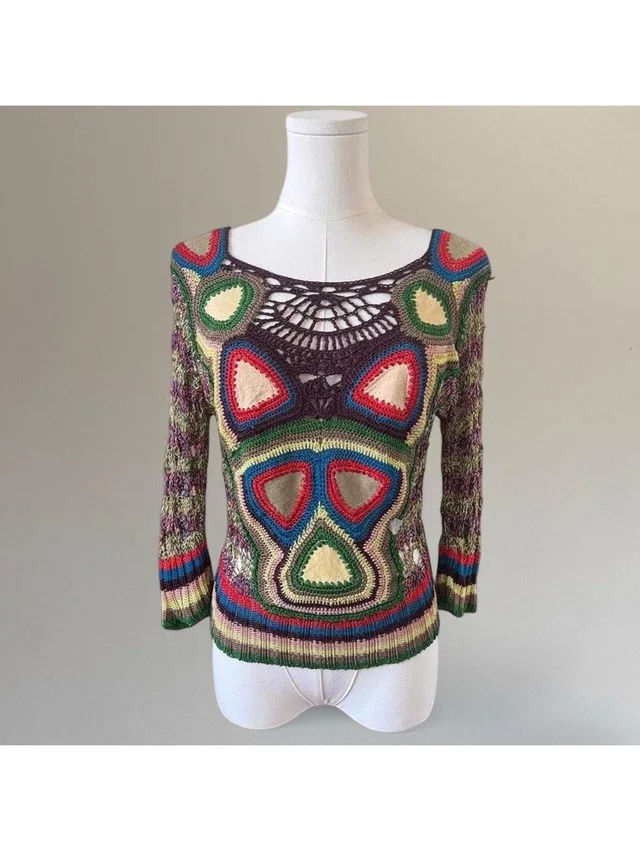 90s Bazar De Christian Lacroix Crochet Top Sz. S/M in green Suede from Poshmark, photo 1 of 1