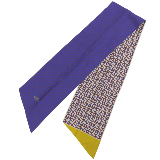 Hermès Maxi Twilly Cut "Lettres Et Pois" 100% Silk Scarf/Muffler, Blue/Red, M in red Silk from Poshmark