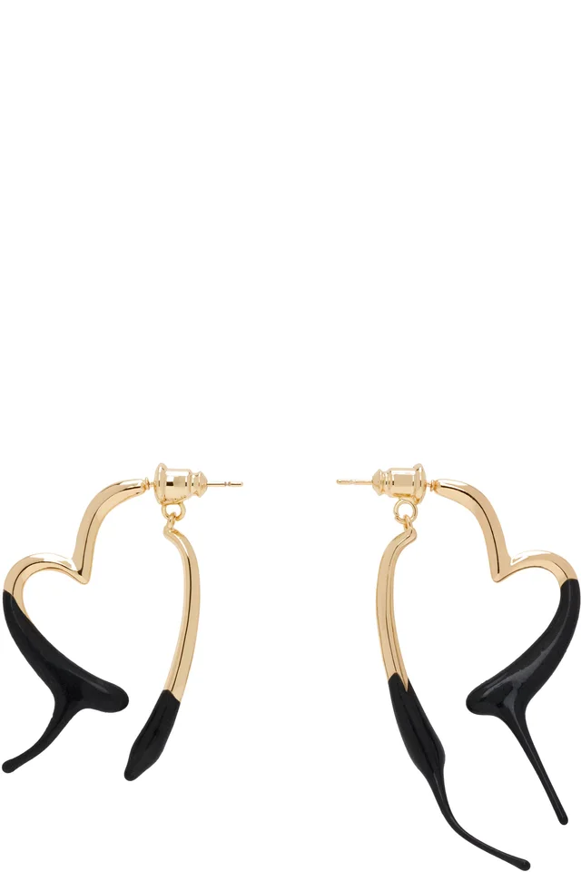 Ottolinger Gold & Black Heart Earrings, image 1 of 1 from SSENSE