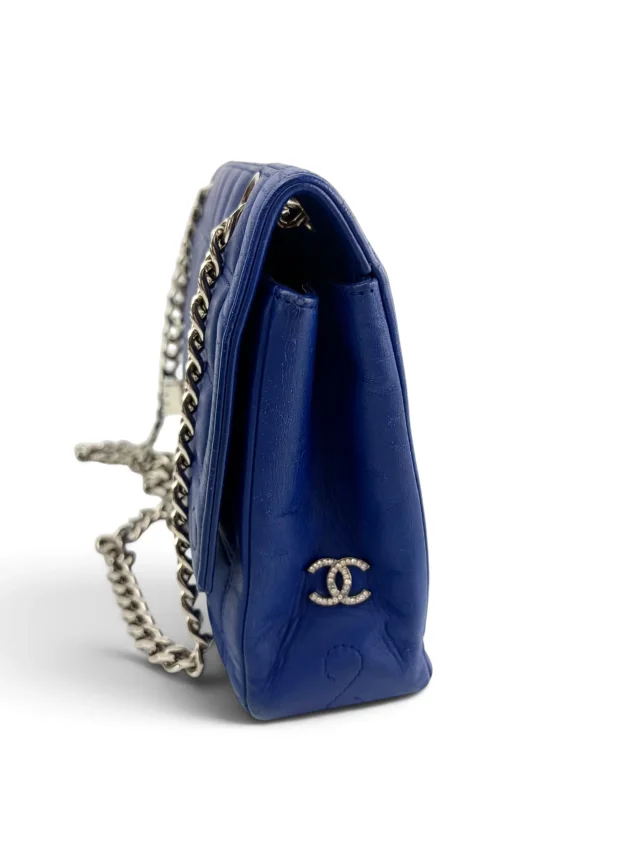 Chanel Blue Lambskin Chocolate Bar Mademoiselle Flap Bag in Brown Lambskin from Season 2 Consign, photo 4 of 9
