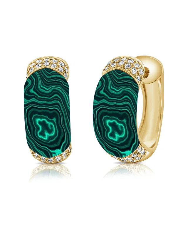 Sabrina Designs 14K 4.91 ct. tw. Diamond & Malachite Hoops, image 1 of 1 from Rue La La