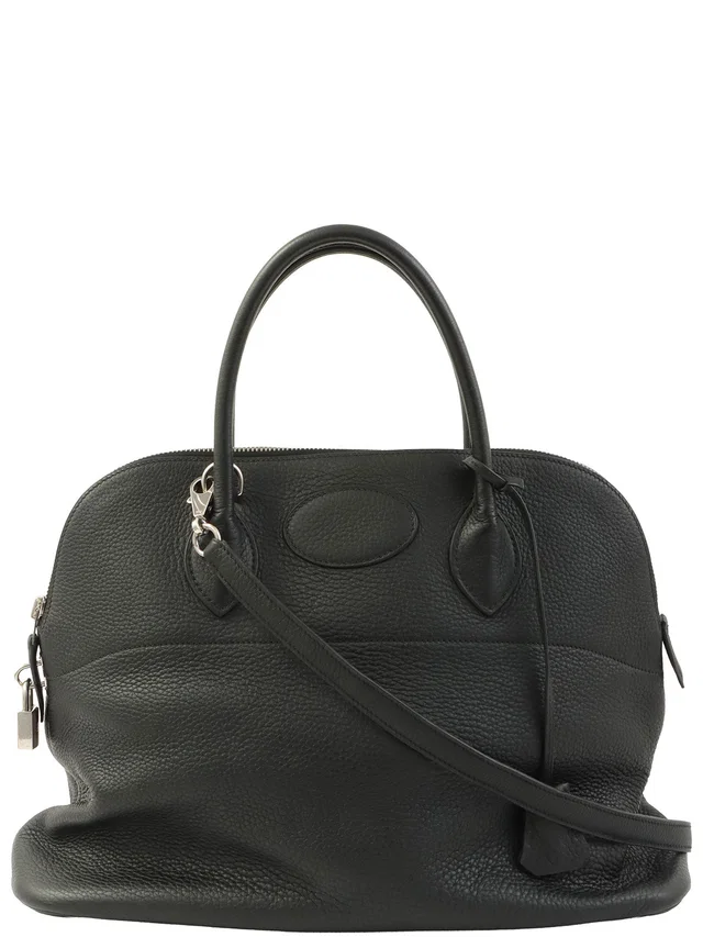 Hermès 2007 Bolide 35 Black in Black Clemence leather from VINTAGE QOO TOKYO