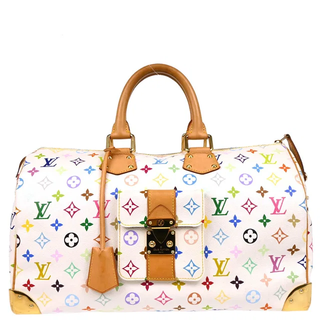 Louis Vuitton 2011 White Monogram Multicolor Speedy 40 Handbag M93216 in White Canvas from AMORE Vintage Tokyo