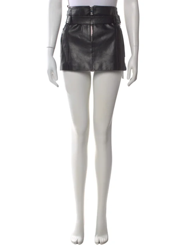 Versace Leather Mini Skirt in black Leather from The RealReal