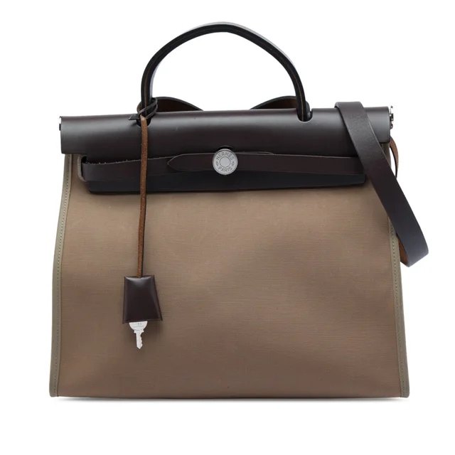 Brown Hermès Toile Herbag Zip 31 Satchel in Brown Canvas from Designer Revival, photo 1 of 1