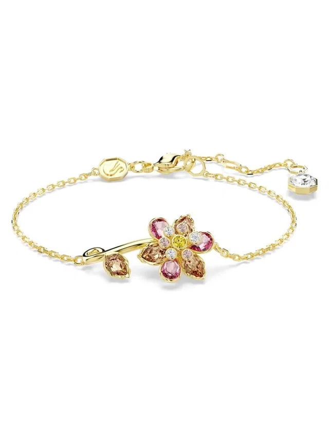New Swarovski Gold Idyllia Floral Crystal Bracelet With Pink And Champagne in gold|pink from Poshmark