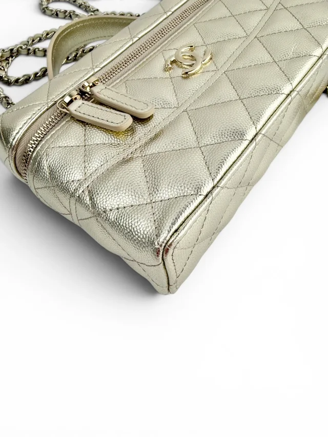 Chanel Gold Caviar Slim Top Handle Vanity in Gold Caviar leather from Season 2 Consign, photo 9 of 11