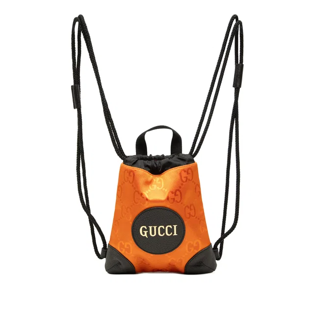 Orange Gucci GG Nylon Off The Grid Drawstring Backpack in Orange Nylon from Designer Revival
