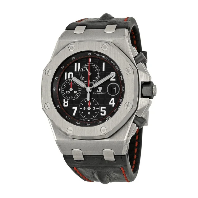 Audemars Piguet Royal Oak Offshore Chronograph Black Mega Tapisserie Dial Mens Watch 26470ST.OO.A101CR.01 in silver|black|gray Crocodile from Jomashop.com
