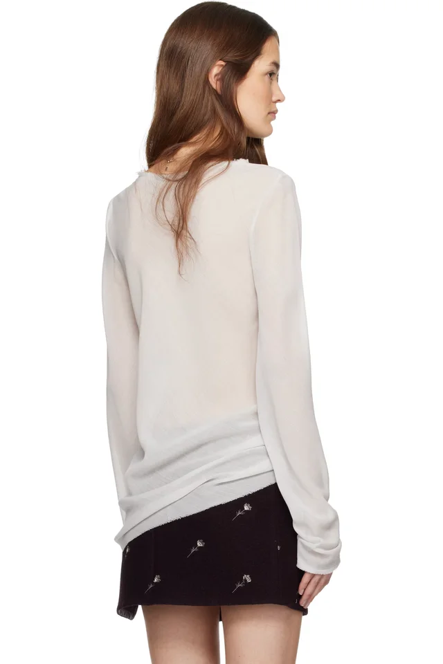 Rier Gray Wool Gauze Blouse, photo 3 of 4 from SSENSE