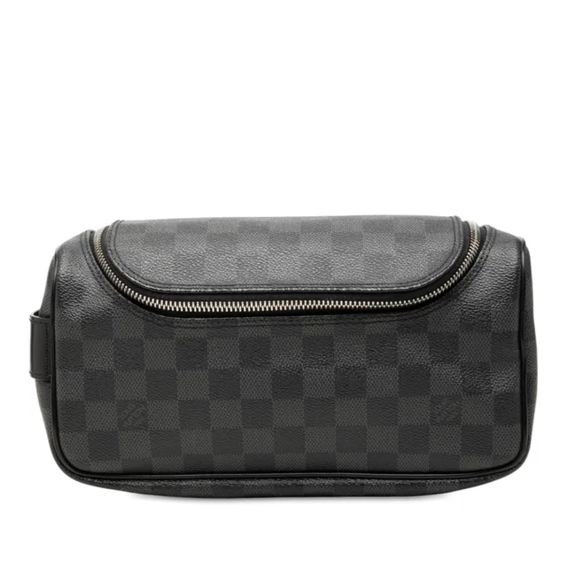 Black Louis Vuitton Damier Graphite Toiletry Pouch Clutch Bag in Black Canvas from Designer Revival