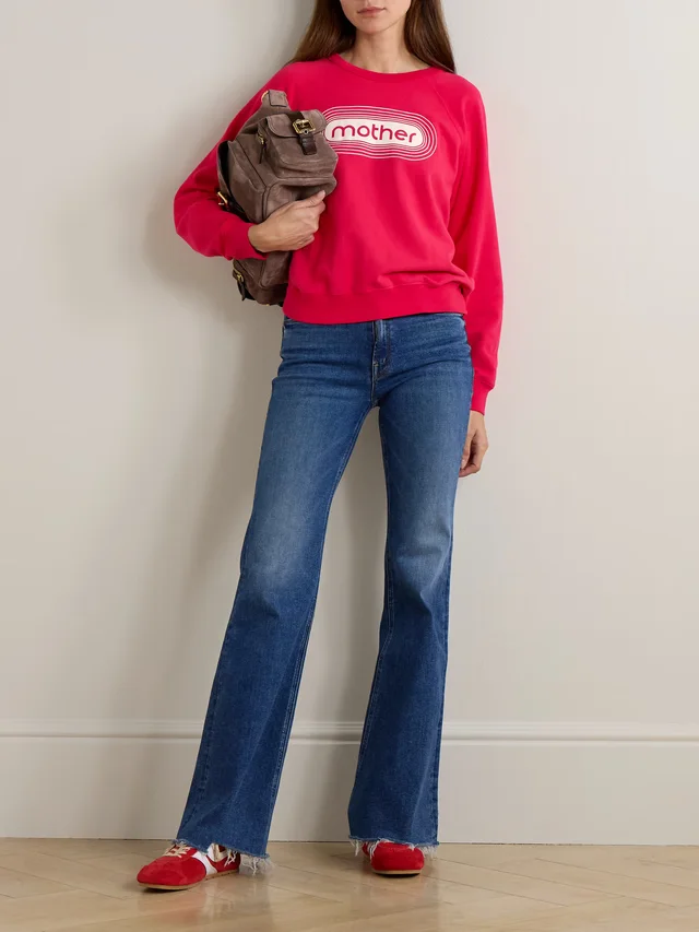 MOTHER The Doozy Sneak Fray high-rise flared jeans in Blue, photo 2 of 2 from NET-A-PORTER (Canada)