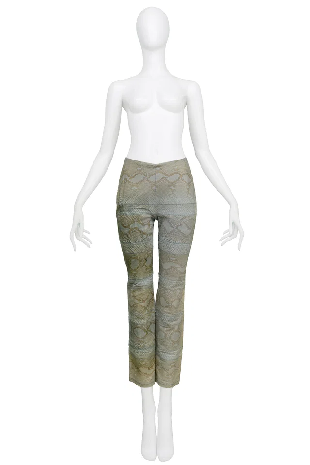 Versace Couture Turquoise Blue Python Pants 1999 in Blue Python from Resurrection Vintage