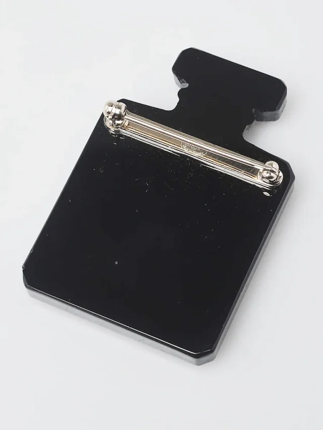 Black Glitter Resin Chanel No. 5 Parfum Brooch in Black Resin from Yoogis, photo 2 of 3