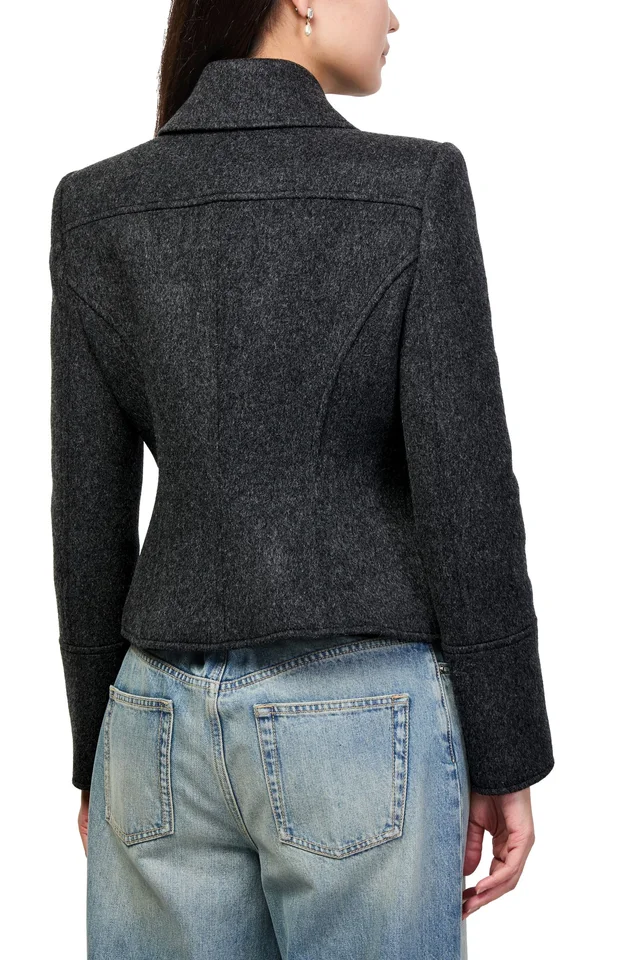 MCQUEEN Short double-breasted coat in Grey 100% wool, photo 5 of 6 from 24S (US)