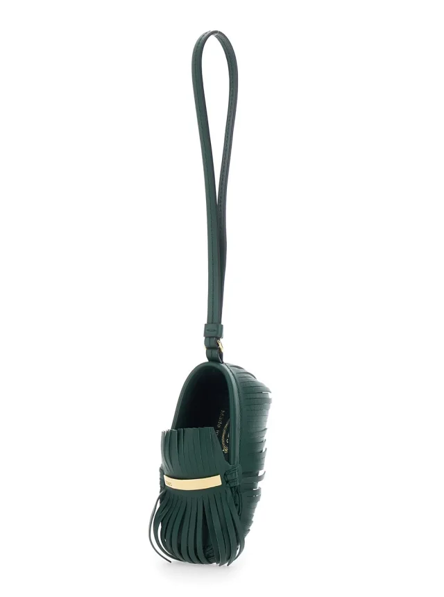 TOD'S Green Pendant with Fringed and Wrist Strap in Leather Woman in Green 100% Calf, photo 3 of 6 from Gaudenzi Boutique