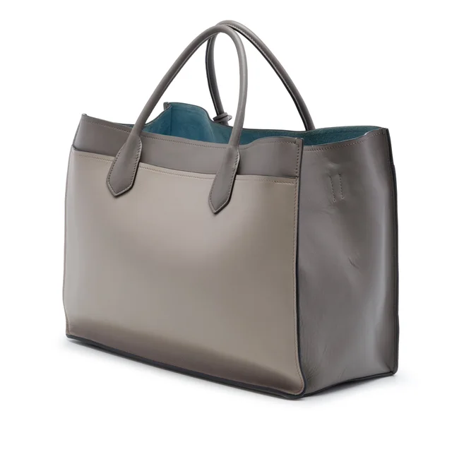 Gray Prada City Calf Etiquette Satchel in Grey Leather from Designer Revival, photo 2 of 2