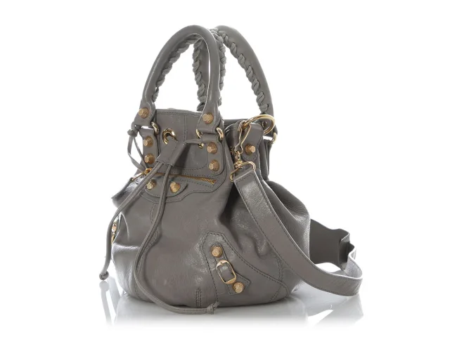 Balenciaga Gray Giant 12 Gold Pompon in Grey Leather from Ann's Fabulous Finds, photo 3 of 9