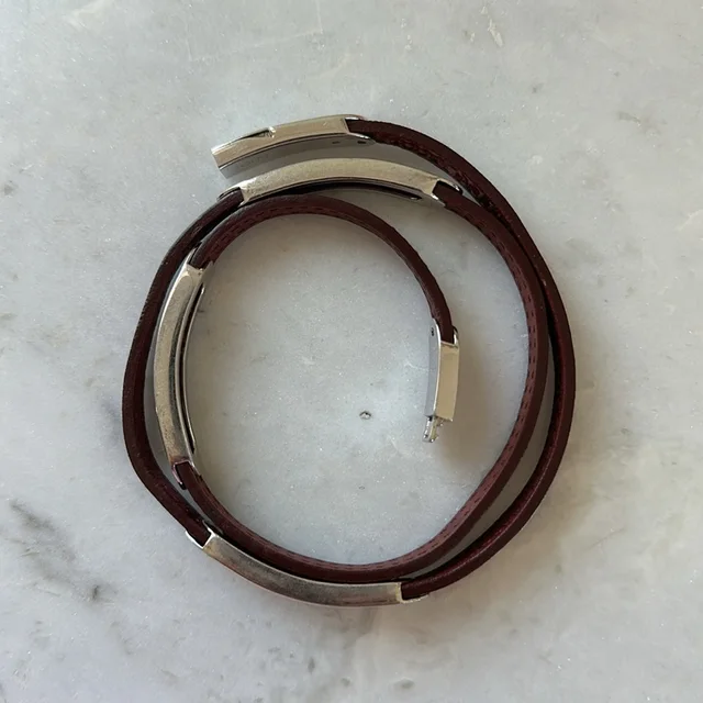 Tod's Burgundy Leather & Sterling Silver Wraparound Bracelet in silver|red|gray Leather from Poshmark, photo 10 of 13