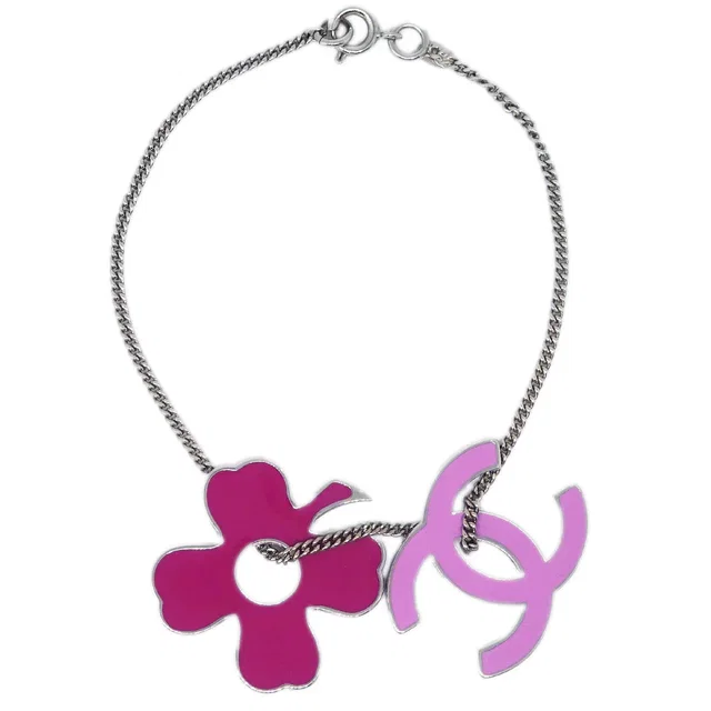 Chanel Silver CC Clover Chain Bracelet 04P in Silver from AMORE Vintage Tokyo