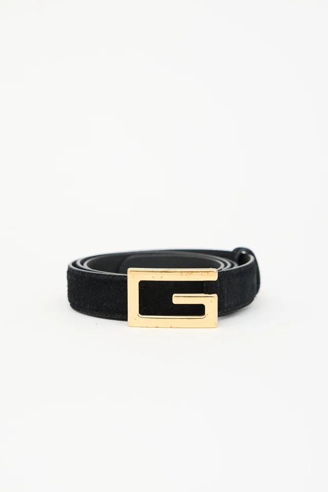 Gucci C. 1996 Suede G Slim Belt in Suede from VSP Consignment