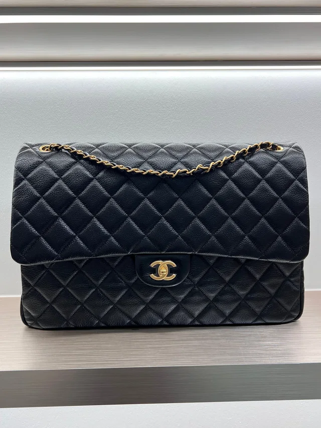Chanel Black Caviar Airline Bag GHW Microchip in Black Caviar leather from Luxury Promise