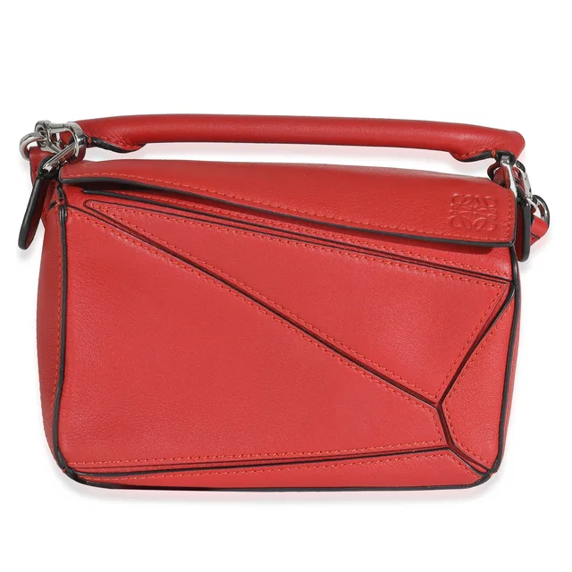 Loewe Scarlet Calfskin Mini Puzzle Bag Red Leather Handbag in Red Calfskin from HEWI