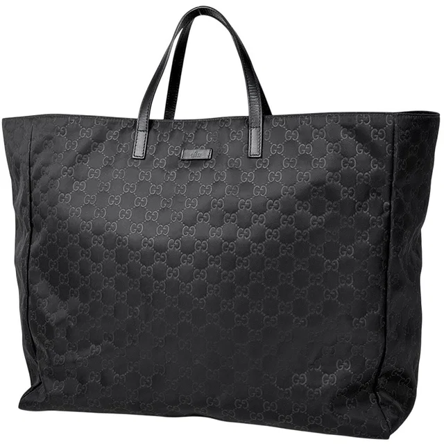 Gucci Tote Bag GG Pattern Nylon Black in Black Nylon from The Reluxe