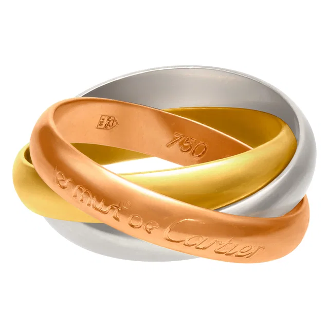 Cartier Trinity ring in 18k in White Gold, Yellow Gold, Pink Gold from Gray And Sons