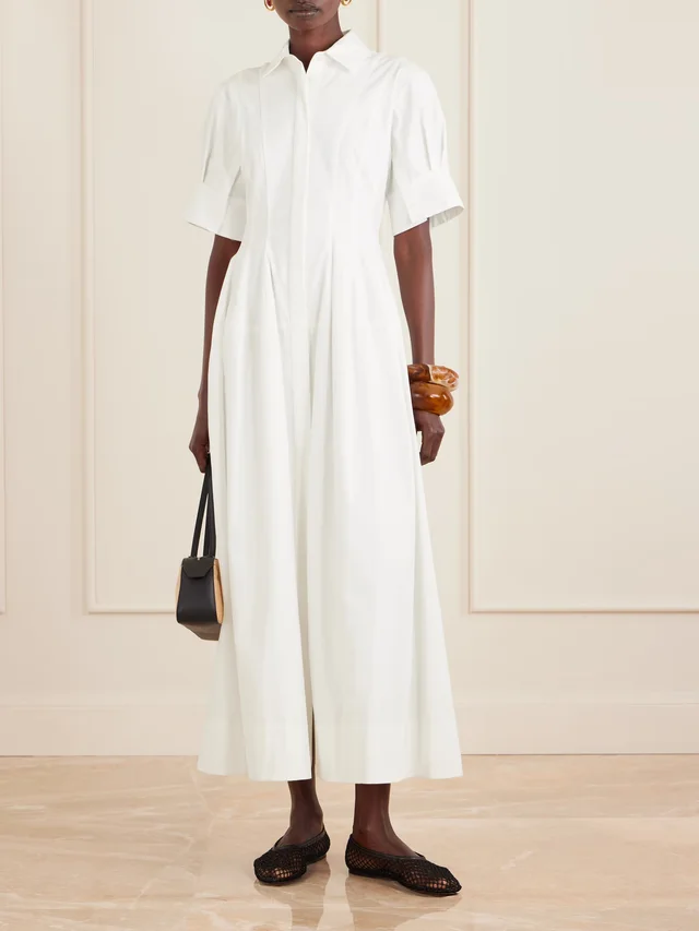 SIMKHAI Mollie pleated cotton-poplin midi shirt dress in White, photo 2 of 2 from NET-A-PORTER (Canada)