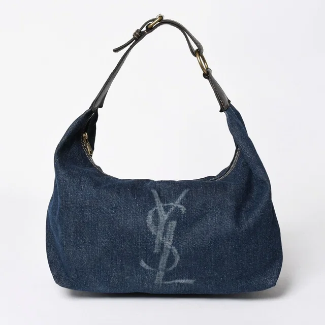Saint Laurent Bag Cassandra Denim Blue Gold in Blue Denim from The Reluxe