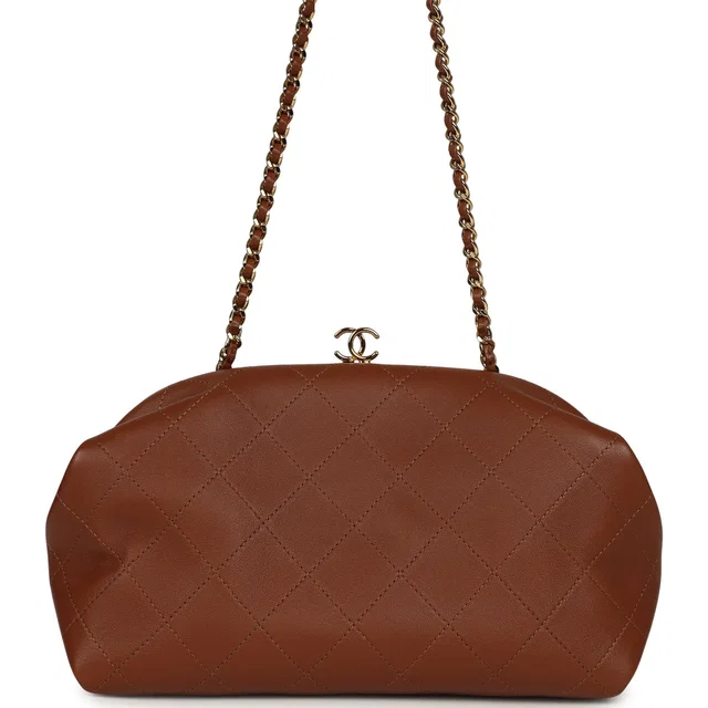Chanel Small Clutch in Brown Lambskin from Madison Avenue Couture