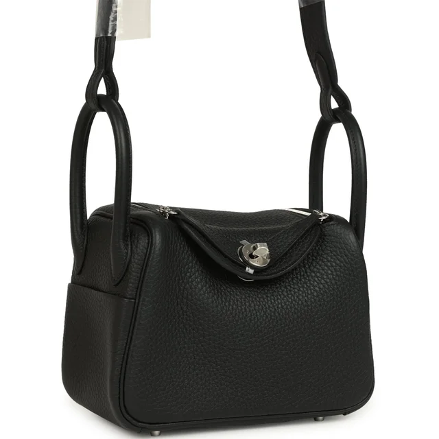 Hermès Mini Lindy II Black Clemence Palladium Hardware in Black Clemence leather from Madison Avenue Couture, photo 2 of 2