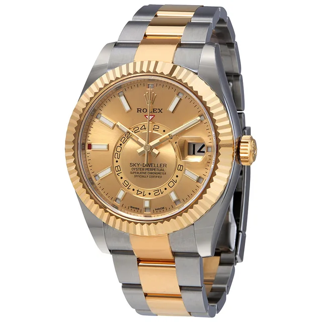 Rolex Sky-Dweller GMT Automatic Champagne Dial Mens Watch 326933CSO in neutral|yellow|white|silver|gold|gray from Jomashop.com