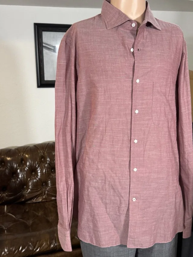 Loro Piana Salmon One Piece Collar Button Down Dress Shirt Xxl in pink Cashmere from Poshmark